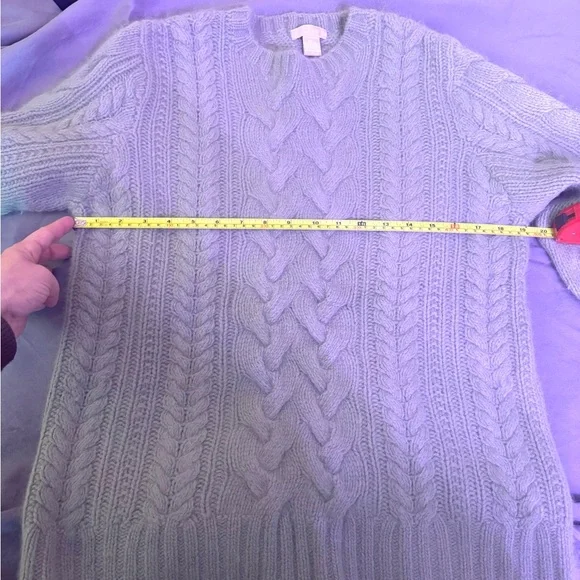 J. Crew Soft Mint Green Lambswool & Angora Cable Knit Sweater M - Picture 6 of 9